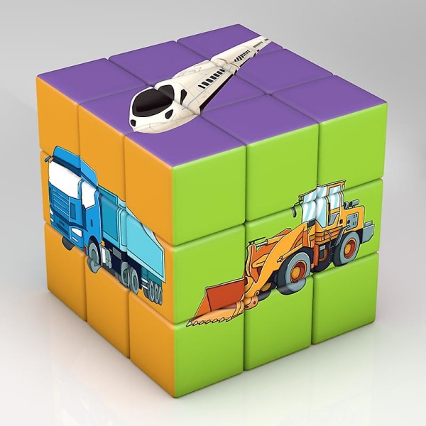 3x3x3 Magic Puzzle Cube Dinosaurie Djur Lejon Bilmönster Kub Barnpresenter Pedagogiska leksaker Transport