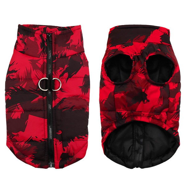 Vinter Hundkläder Fransk Bulldog Varm Jacka Vattentät Hund Kläder Outfit Väst för Små Mellanstora Stora Hundar Red L
