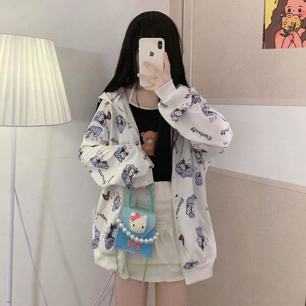 Kawaii Sanrio Tecknad Kuromi Anime Ytterkläder Kappa Kläder Mjuk dragkedja Tröja Anime Accessoarer Hög kvalitet Flickor Present XL
