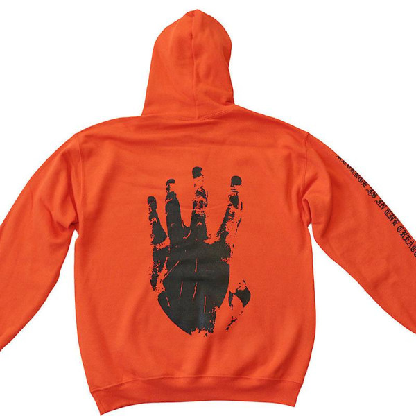 Män Långärmad Tryckt Hoodie Huvtröja Baggy Pullover Toppar Orange L