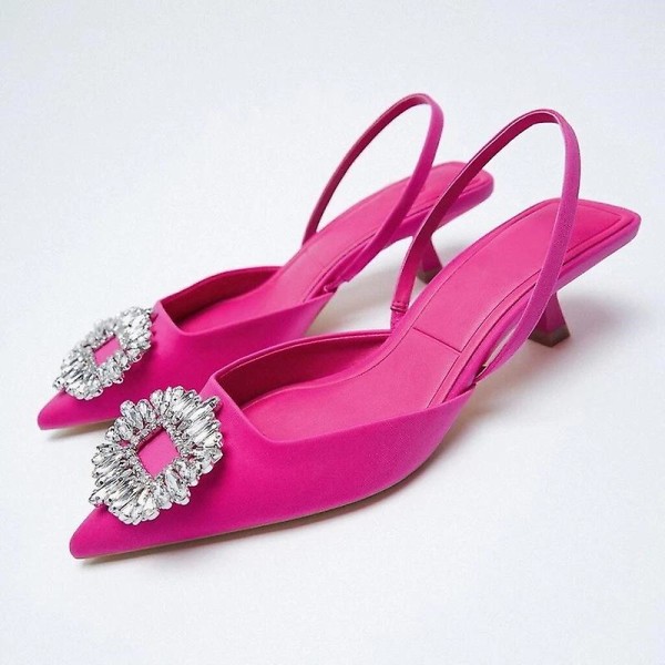 Muotikengät Naisten Korkokengät Kesäsandaalit Strassit Juhlakengät Häät Vaaleanpunaiset Kissakorkokengät Naisten Klassiset Pumput rose red low heel 42