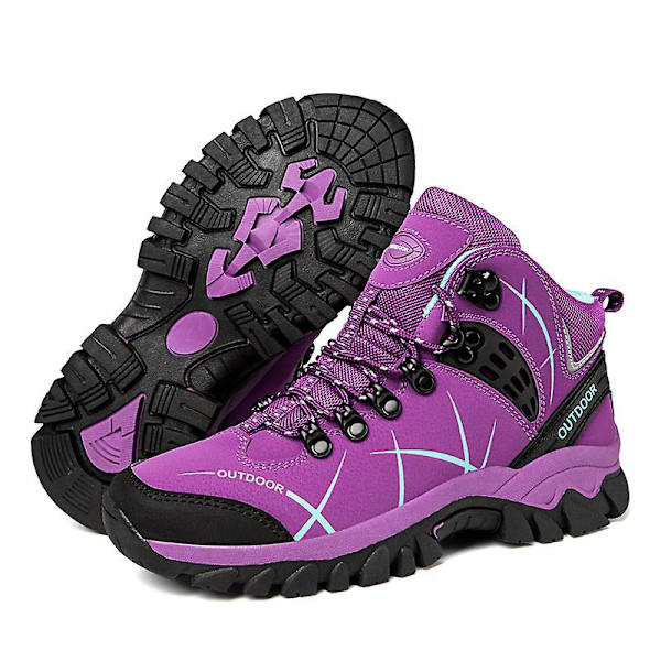 Dame vintersne støvler Vandtætte sko Anti-skrid Casual Let vandrestøvle 2K2026 Purple Purple 43