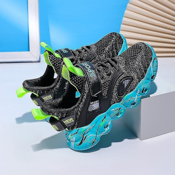 Nye Trendy Drenge Piger Sneakers Åndbare Løbesko Mode Sportssko 3c907 Black 34