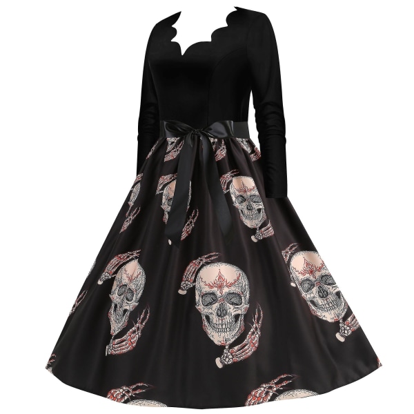 Halloween Kostume Kjoler Dame Skelet Græskar Trykt Casual Hem Kjole Fest COLOR 3 M