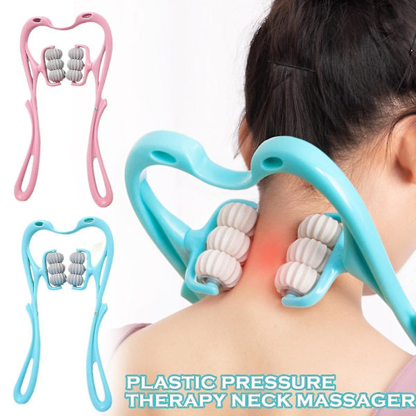 Hånd 6 Rulle Nakke Skulder Massager Triggerpunkt Tryk Smertelindring Træthedsbekæmpelse Pink