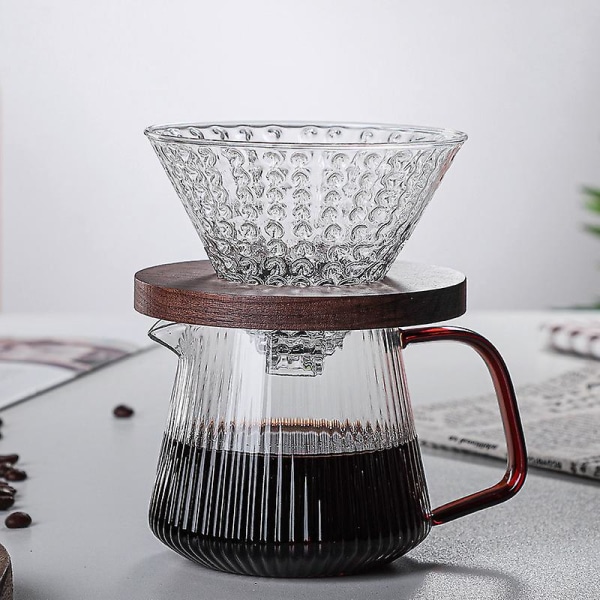 Vertikal randig kaffekanna i glas kaffekokare V-formad pip Kaffetekanna Praktisk kaffekanna Ca 350ml/500ml Återanvändbar 500ml