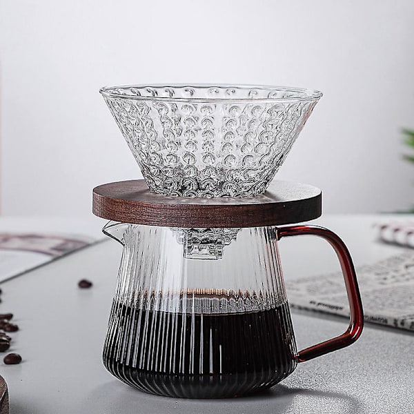 Vertikalrandig kaffekanna i glas, V-formad pip, kaffekanna, praktisk kaffekanna, cirka 350 ml/500 ml, återanvändbar 500ml