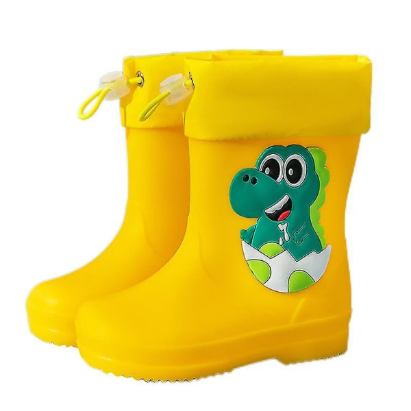 Lett Regnstøvel til Jenter med Snøring, Utendørssko, Pustende Støvel til Midt på Leggen Yellow Dinosaur EU 31