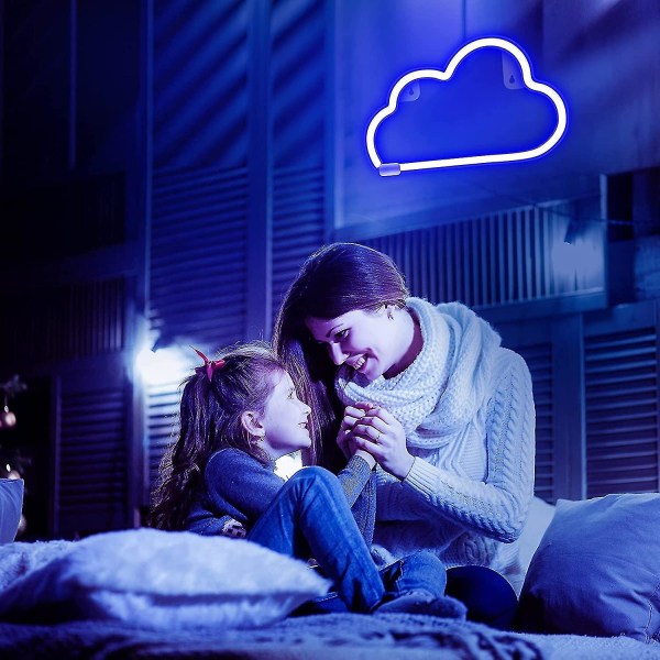 Moln Neon Skylt, LED Neon Ljus Vägglampa Väggdekor, Batteri Eller USB-driven Lysande Neon Skylt För Sovrum, Barnrum, Vardagsrum, Bar, Fest, Jul blue