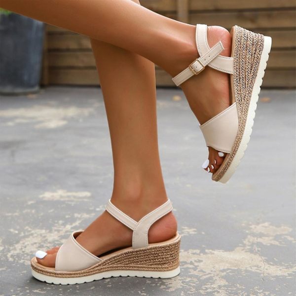 Sommer Kile Sandaler til Kvinder Tyk Sål Skridsikre Afslappede Sandaler til Bryllup Hjemkomst Strand Black 41