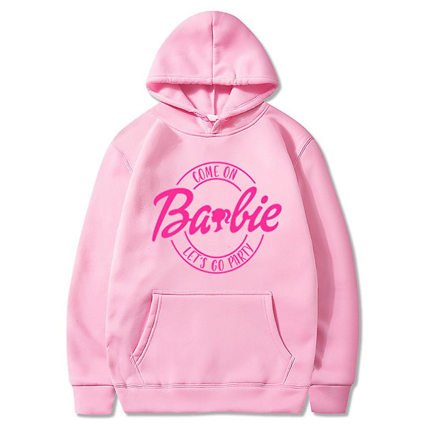 Barbie-kirjainpainatus naisten hupparit collegepaita pariskunnille rento pitkähihainen hupullinen pusero Pink 3XL
