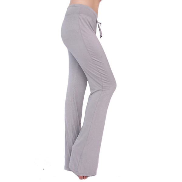 Naisten yksiväriset kiristysnyörilliset löysät joogahousut, hengittävät kuntosaliurheiluun, pilates, pitkät housut Light Grey S