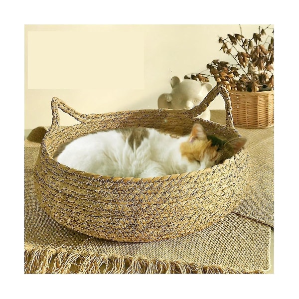 Koselig Hundeseng Sommer Klorebrett Rattan Vaskbare Forsyninger Vevd Avtakbar Pute 40cm