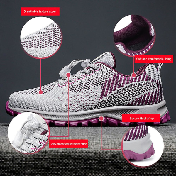 Dame Snøresko Mesh Åndbare Casual Løbe Fitness Gymnastiksko Bløde Vandresko Sportssko Light Grey 37