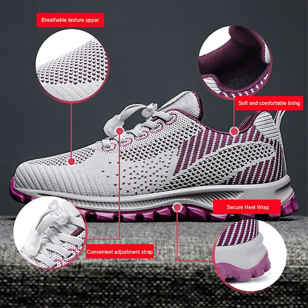 Dame Snøresko Mesh Åndbare Casual Løbe Fitness Gymnastiksko Bløde Vandresko Sportssko Light Grey 39