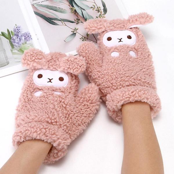 Fancy Rabbit Barnevotter 23cm Lengde Søt Kanin Vinter Varme Hel Finger Hansker Khaki