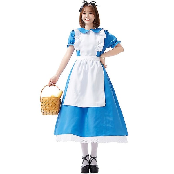 Lolita Halloween Cosplay Kostym Alice I Underlandet Lady Kostym Maid Lolita Klänning Karneval Fest Mardi Gras Kostymer Blue S