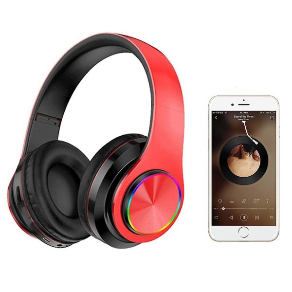 Bluetooth Hodetelefoner Trådløse Hodetelefoner Over Øret Med Mikrofon, Sammenleggbare & Lett Stereo Trådløst Headset For Reise Arbeid Tv Pc Mobiltelefon Red