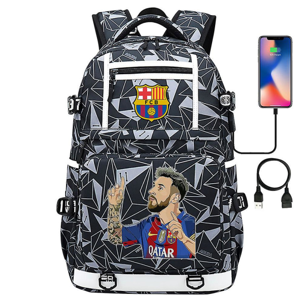 Messi Barcelona printed ryggsäck resväska Student skolväska Vattentät datorväska35