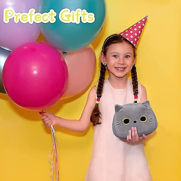 3D Svart Katt Plysj Kosedyr Leke Putepute Grey 30cm