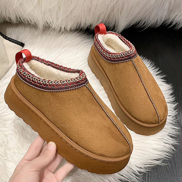 Dam Plattform Stövlar Tofflor Andas Värmande Tofflor Perfekt Present Till Jul Light Brown 41
