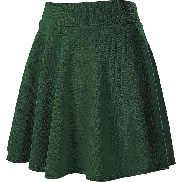 Kvinnors grundläggande mångsidiga stretchiga utsvängda casual miniskaterkjol Green S