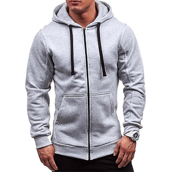 Herr Huvjacka Tröja Ytterkläder Dragsko Dragkedja Light Gray 3XL