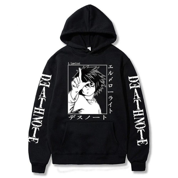 Anime Death Note Hoodie Damkläder Roliga Pullovertröjor Harajuku Hip Hop Huvtröjor Dam Black XL