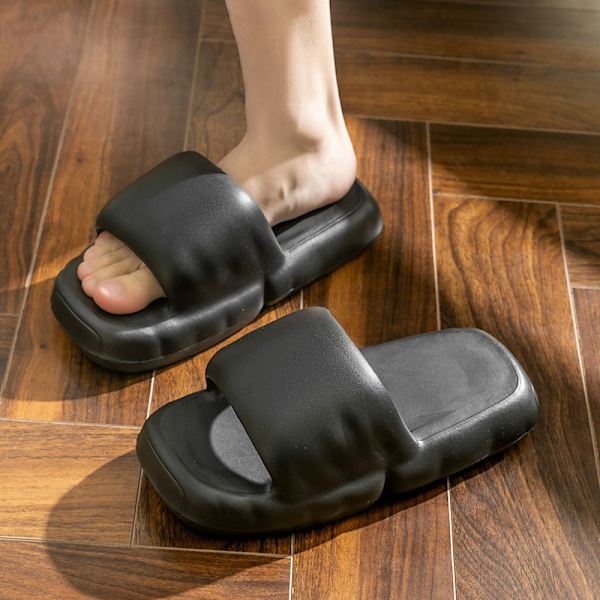 Liukuestepohjaiset pehmeät kylpyhuonetossut kesäkäyttöön kodin ulkopuolella black 44-45