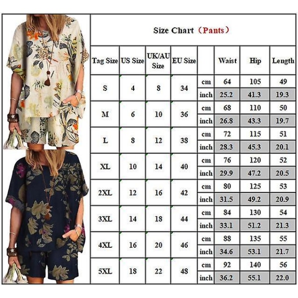 Dam Retro Print Sommar Casual Lösa kläder Kortärmad T-shirt + Shorts Set Plus Size Dark Grey XL