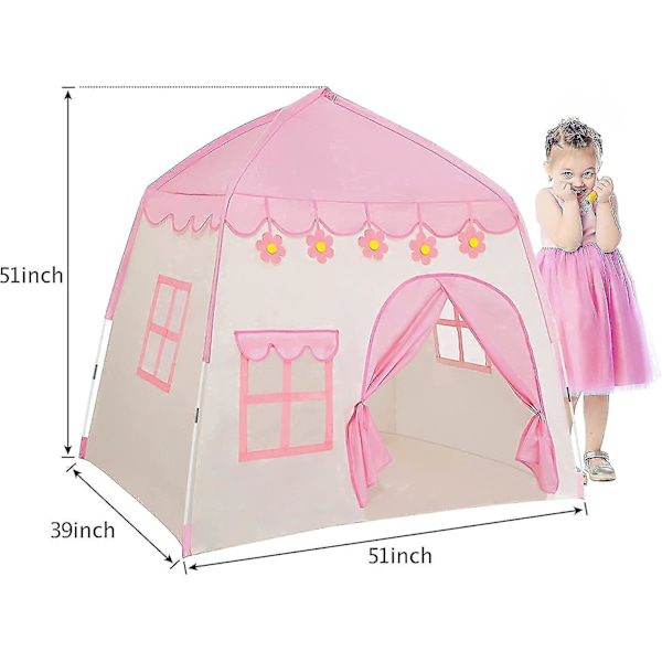 Lasten leikkiteltta tytöille ja pojille jouluun, 420D Oxford -kangasta, prinsessaleikkimökki, vaaleanpunainen linna, lasten satumainen teepee-teltta, sisä- ja ulkokäyttöön, bonus S