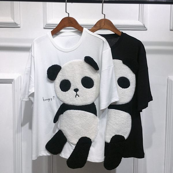 Kortærmet sommer T-shirt til kvinder, koreansk stil, løs sommer T-shirt med halve ærmer til indendørs aktiviteter eller hverdagsbrug Black XL