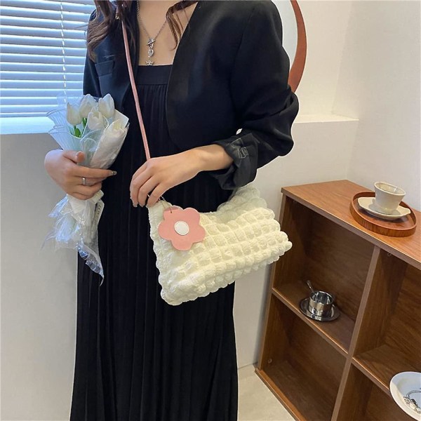Damhandväska - Trendig Bubble Cloud Tote Väska Estetisk Y2k Plisserad Baguette Väska Axel Väska Handväska Pink