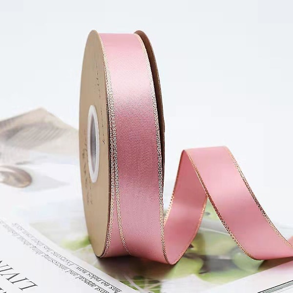 25 meter dubbelsidig röd satinband, meter, använd till rosetter, buketter, julklappsinslagning, blomsterarrangemang pink 25M