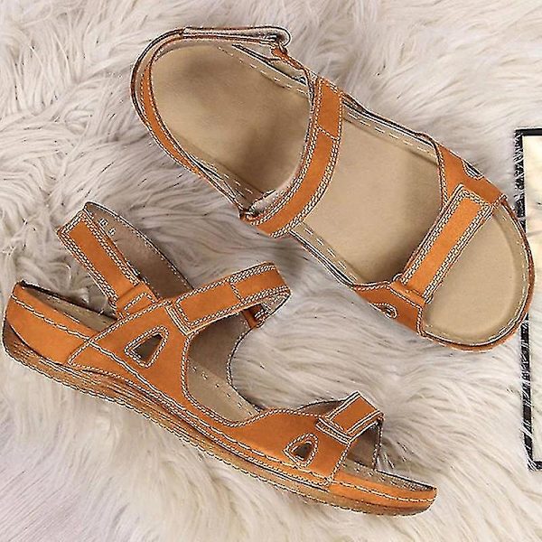 Dame Sandaler med Åpen Tå Ortopediske Sommer Komfortable Pustende Sko Brown EU 36