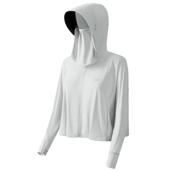 Lös Hooded Mask Solskyddskläder Andningsbara Mjuka Långärmade Kläder För Sportaktiviteter Light Gray Mask