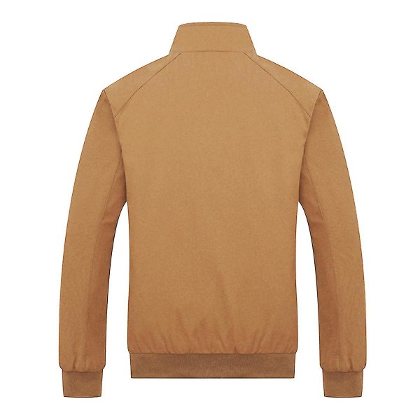 Herre Ensfarget Løs Casual Jakke Khaki L