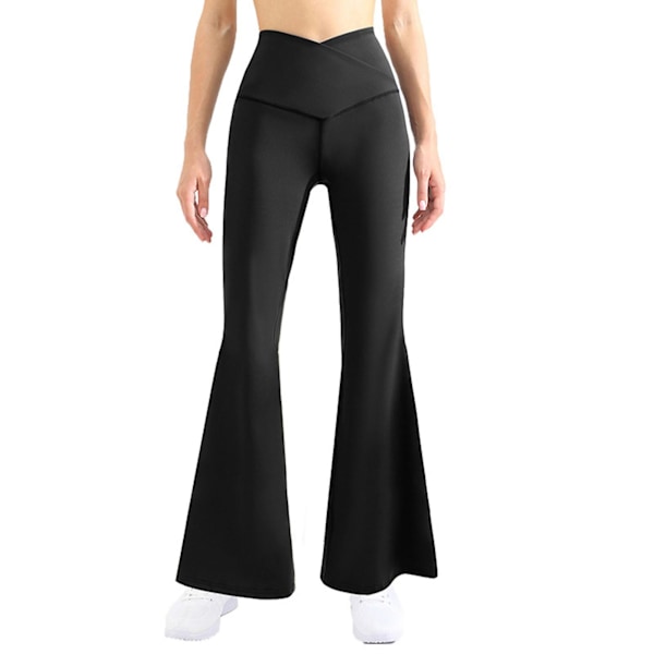 Utsvängda Yogabyxor för Kvinnor Hög Midja Lyftande Sömlös Rumpa För Träning Fitness Utomhuskläder Black 2XL
