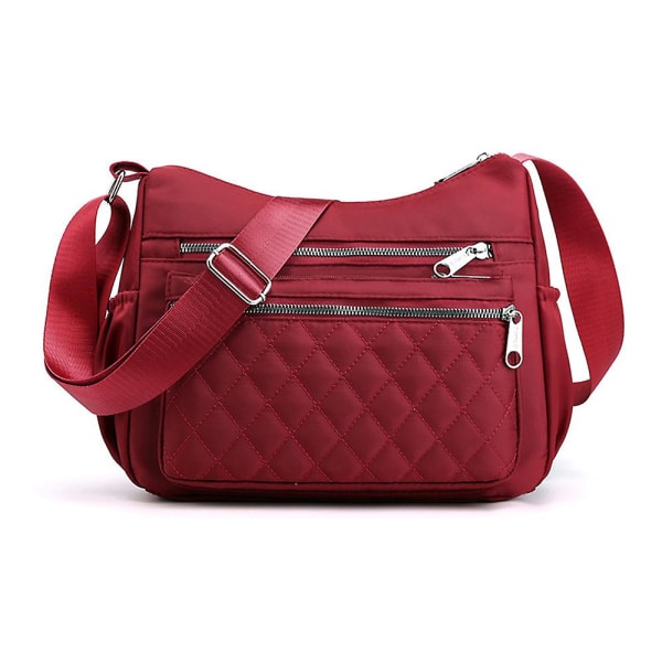 Enfärgad Messenger-väska för damer, flera fickor, crossbody axelväska, fritidsväska för semesterresor Red