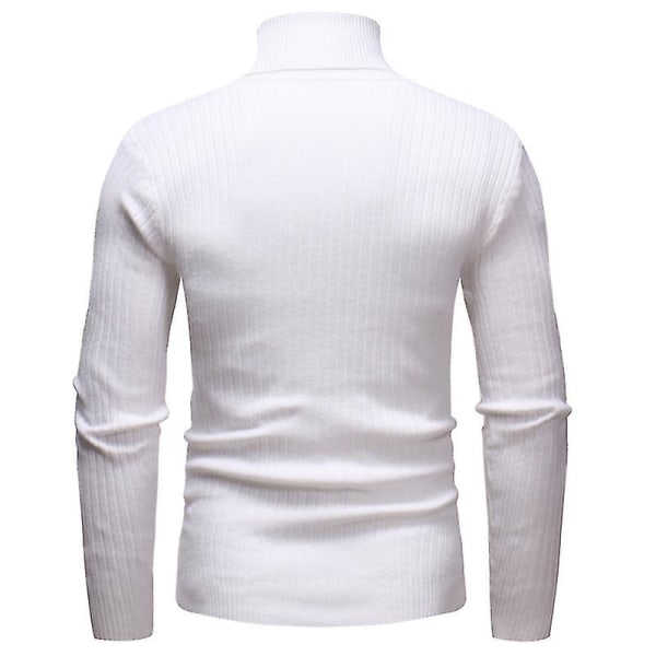 Herre Strikk Høy Rull Hals Genser White L