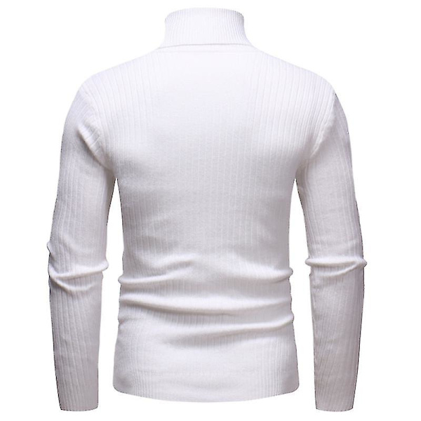 Hög rullande polotröja i stickat för män White XXL