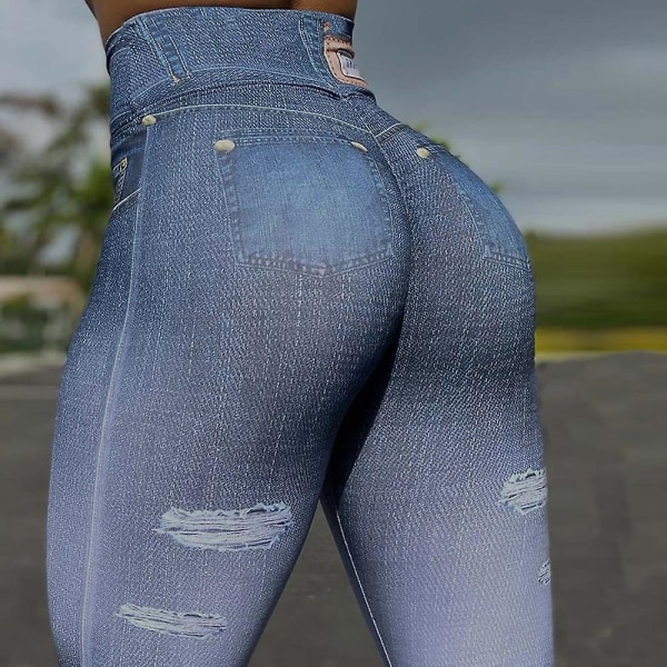 Yoga-jeans för kvinnor Visa Slim Body Strong Elasticity Byxor för daglig shopping utomhus 1604 2XL
