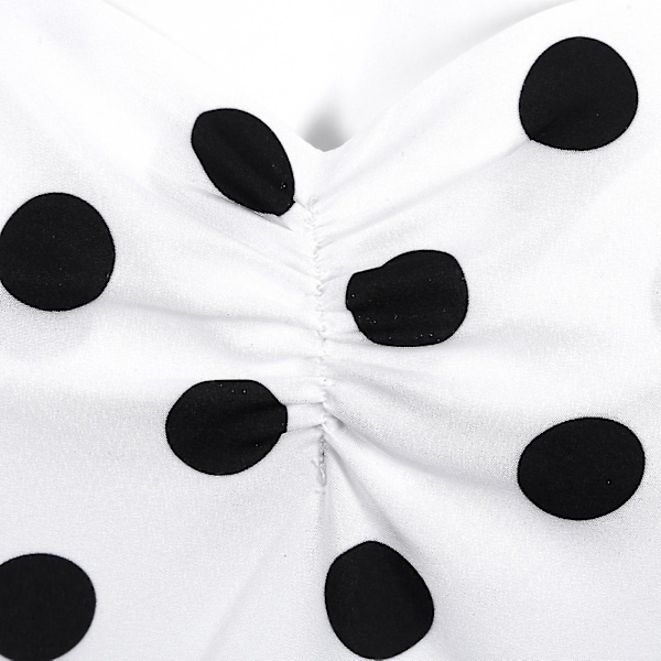 Kvinnors Retro Resestil Vågsöm Kortärmad Prickig Midilång Klänning White XXL