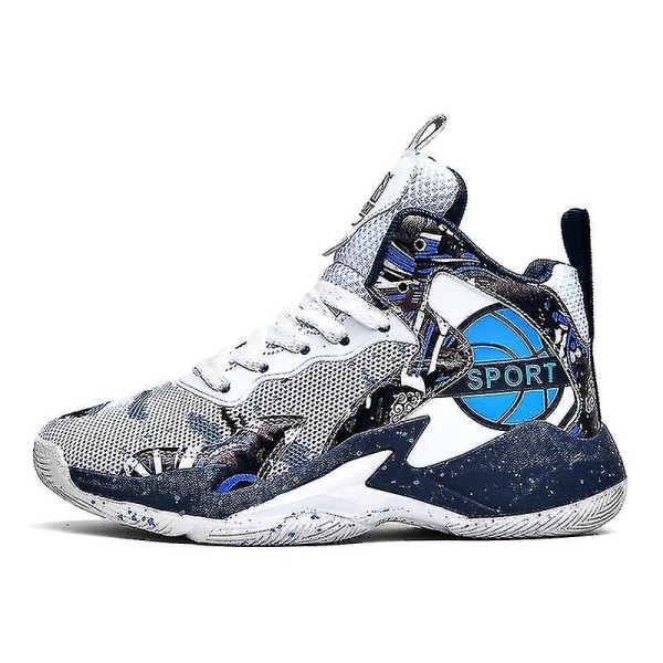 Børne Basketballsko Åndbare Sneakers Drenge Piger Sportssko Yj8768 WhiteBlue 38