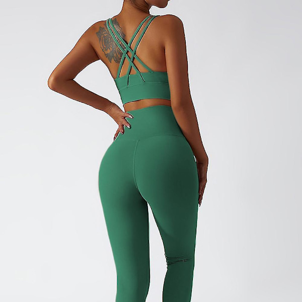 Mjukt Yoga Set Dam Sportkläder Träningsdräkter Utan Sömmar Fram Yoga Kläder Gym Set Sportkläder Moon Rock set 2 M