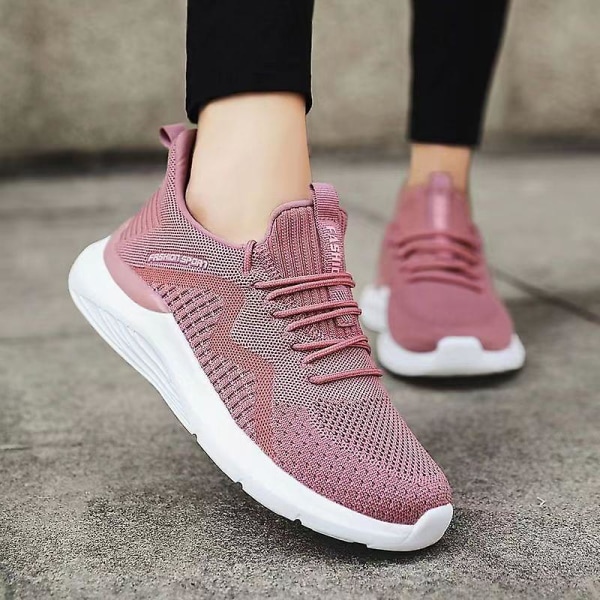 Ortopediska sneakers för kvinnor, fotvalvsstöd, plantar fasciit, ortopediska diabetiska promenadskor, bekväma, avslappnade, atletiska skor för damer Pink EU37