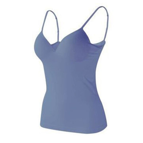 Tanktopper for kvinner med polstret hylle-BH Trådløs Ermeløs Base Casual Vest For Kvinner Formell Daglig Fest Ball Sapphire S