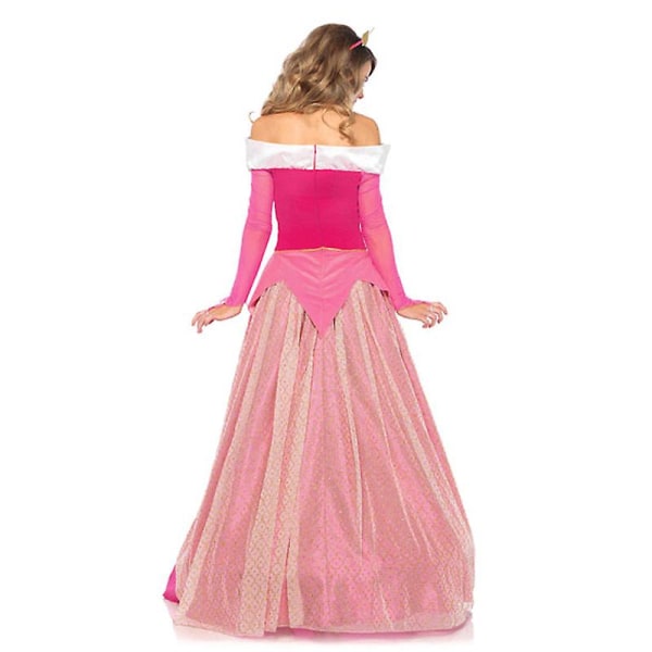 Vuxen Aurora prinsessklänning kostym dam Halloween cosplay klänning Pink XL