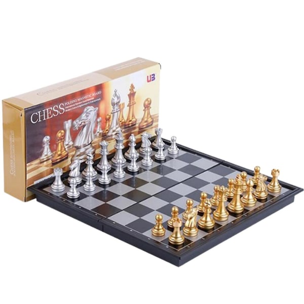 Litet hopfällbart set Bärbart magnetiskt schackbrädspel Set Present för barn Vuxna