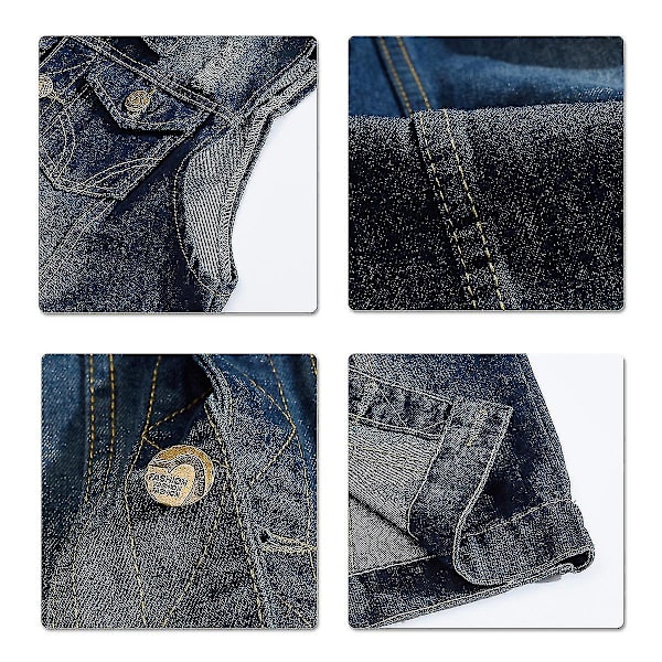 Klassisk denimväst för män, riven, gyllene knappar, ärmlös väst Dark Blue M